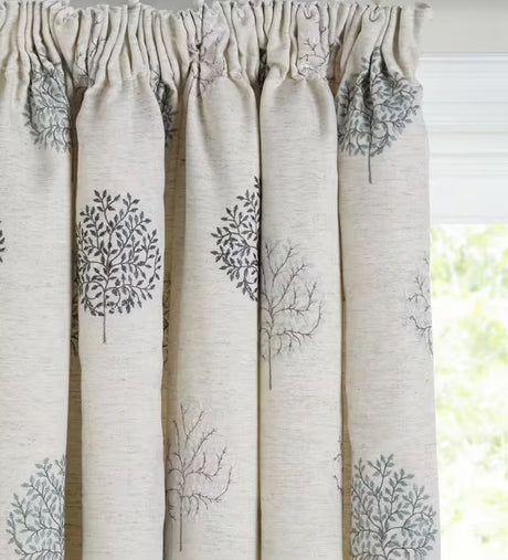 John Lewis Olive Trees Lined Pencil Pleat Curtains W228 x D274cm - Duck Egg