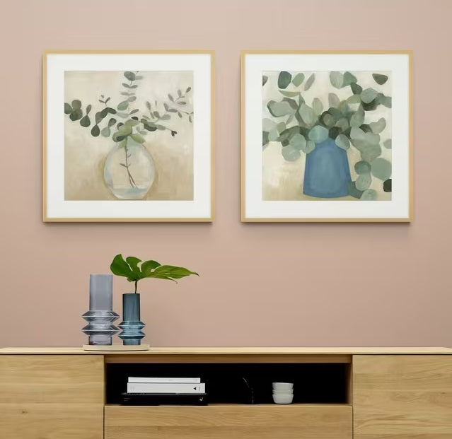 Emma Scarvey Still Life Framed Print & Mount 61.5 x 61.5cm Set of 2 - Green