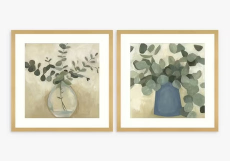 Emma Scarvey Still Life Framed Print & Mount 61.5 x 61.5cm Set of 2 - Green