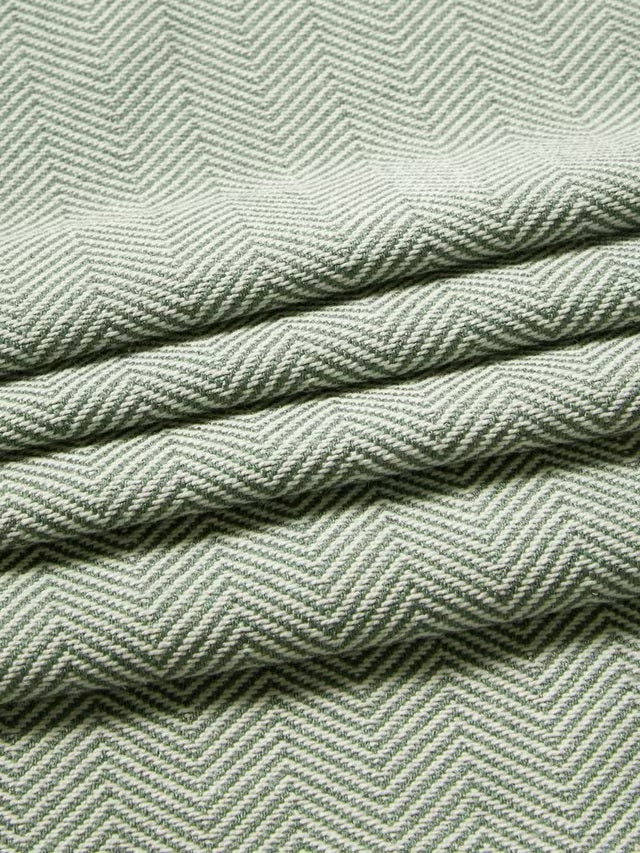 John Lewis Herringbone Weave Lined Pencil Pleat Curtains 228 x 274cm - Green