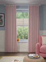 John Lewis Herringbone Weave Lined Pencil Pleat Curtains 228 x 228cm - Pink - Kazoop 