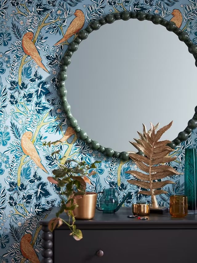 John Lewis + Matthew Williamson 80cm Bobbin Wooden Round Wall Mirror - Green