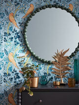 John Lewis + Matthew Williamson 80cm Bobbin Wooden Round Wall Mirror - Green