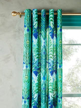 Matthew Williamson Peacock Ikat Lined Eyelet Curtains W167 x D228cm - Green