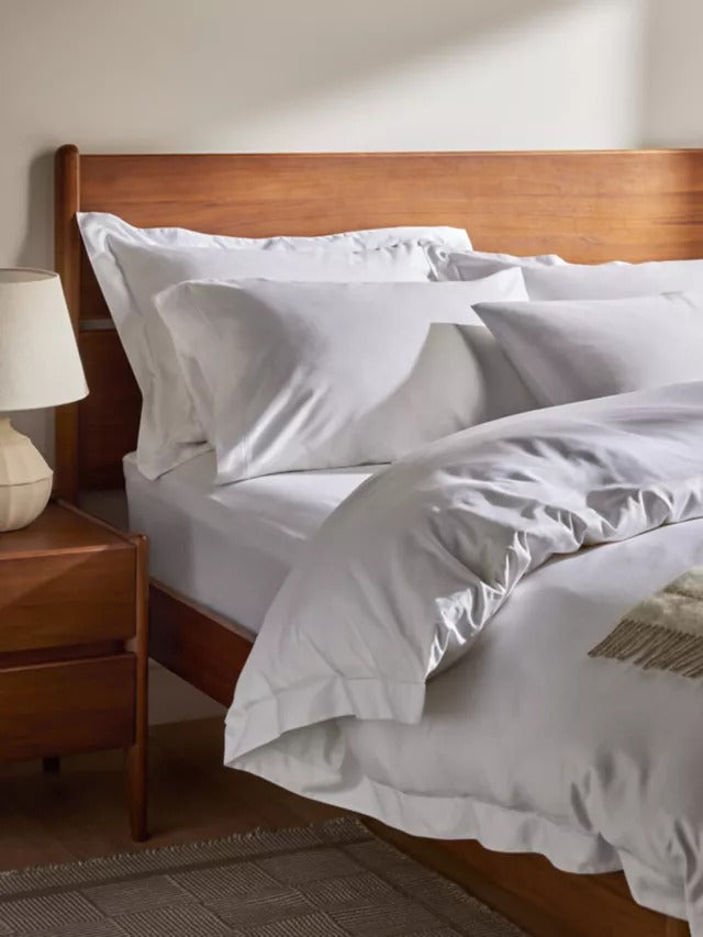 John Lewis Soft & Silky 400 Thread Count Super King Duvet Cover - White - Kazoop 
