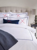 John Lewis Crisp & Fresh Harlow Cotton Double Duvet Cover - Navy/White