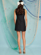 Sister Jane Womens Fine Catch Textured Mini Dress UK 12 - Black