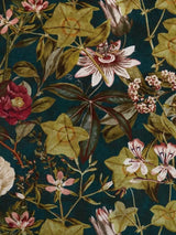 Clarke & Clarke Passiflora Lined Pencil Pleat Curtains 117 x 137cm - Emerald - Kazoop 
