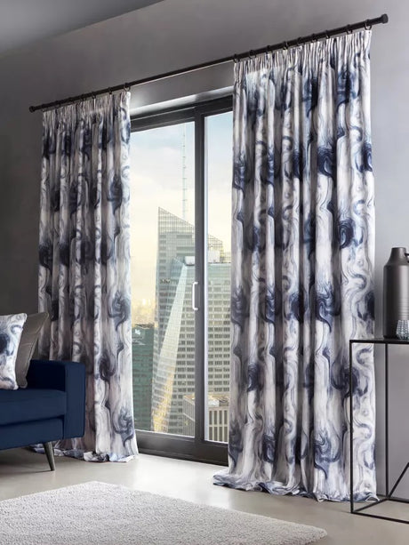 Clarke & Clarke Tessuto Pair Lined Pencil Pleat Curtains 228 x 182cm - Smoke - Kazoop 