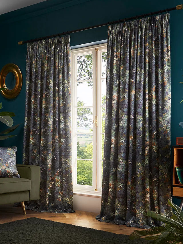 Clarke & Clarke Congo Forest Lined Pencil Pleat Curtains Forest W167xD137cm - Kazoop 