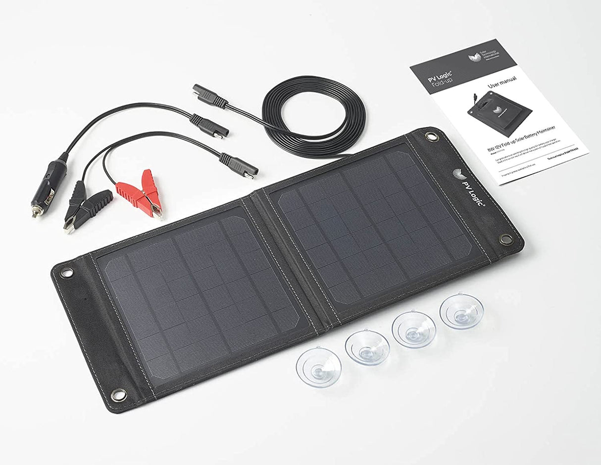 PV Logic 8W Fold-Up Solar Powered Battery Panel - Black