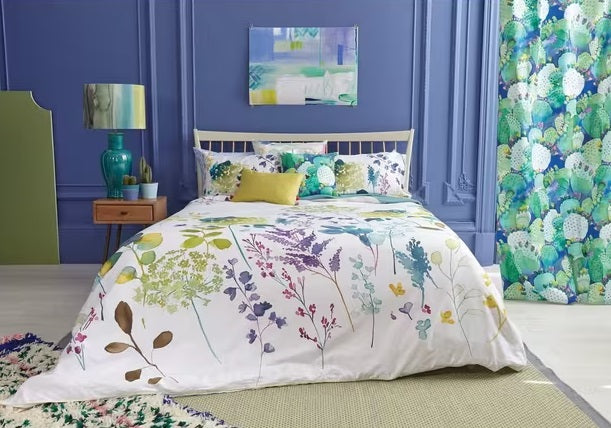 bluebellgray Botanical Floral Multicoloured Cotton Duvet Cover Set - King
