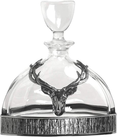English Pewter Company Stag Crystal Decanter 570ml H22 x W7.5 x D18.5cm - Kazoop 
