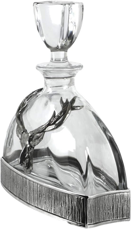 English Pewter Company Stag Crystal Decanter 570ml H22 x W7.5 x D18.5cm - Kazoop 