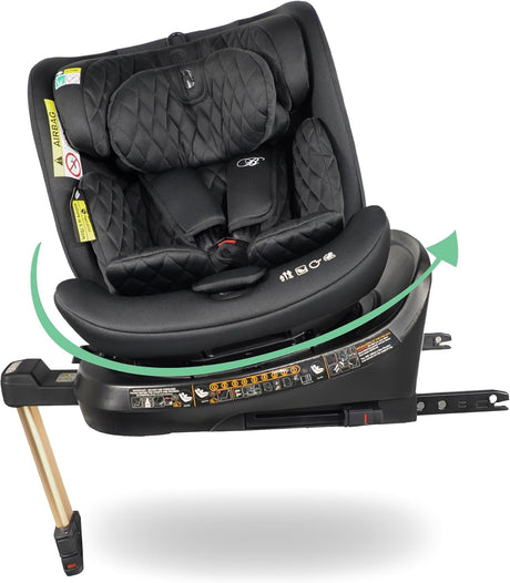 My Babiie MBCSSPIN i-Size (40-150cm) Spin Car Seat - Quilted Black - Kazoop 