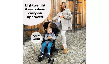 My Babiie MBX5 Dani Dyer Ultra Compact 2 Hand Flat Fold Stroller - Black - Kazoop 