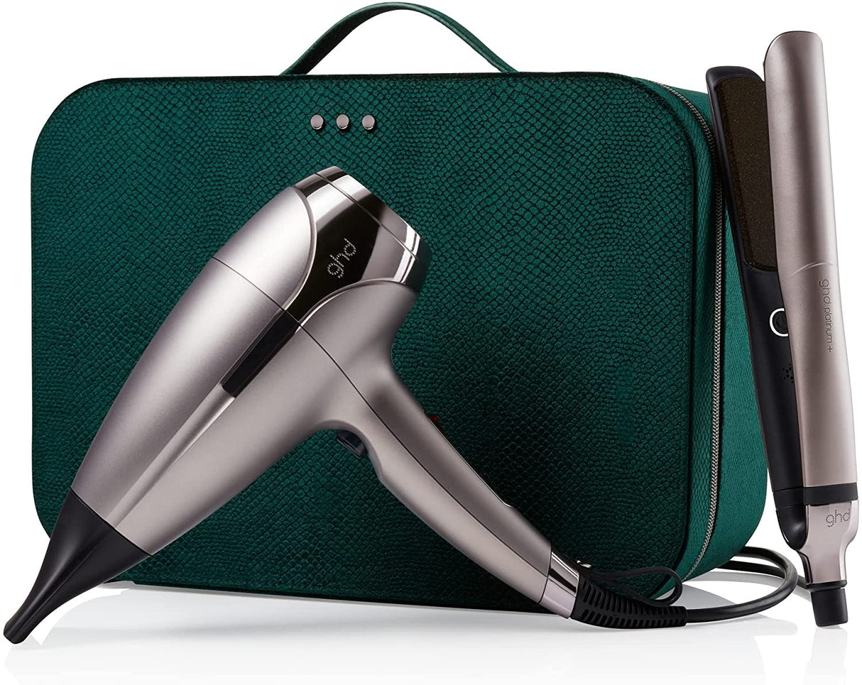 ghd Platinum+ Hair Straightener & Helios Hair Dryer Gift Set - Pewter - Kazoop 
