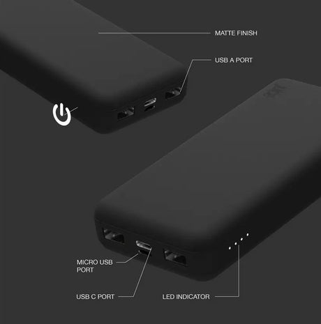 Juice 5 15000mAh Universal Portable Charger Power Bank – Black - Kazoop 