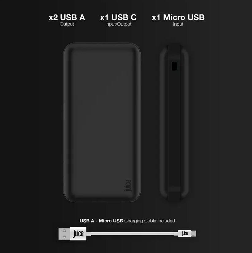Juice 5 15000mAh Universal Portable Charger Power Bank – Black - Kazoop 
