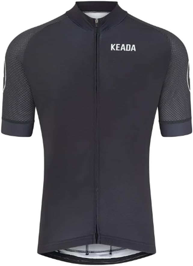 Keada Sports Men's Essential Short Sleeved Cycling Jersey - Black - Large