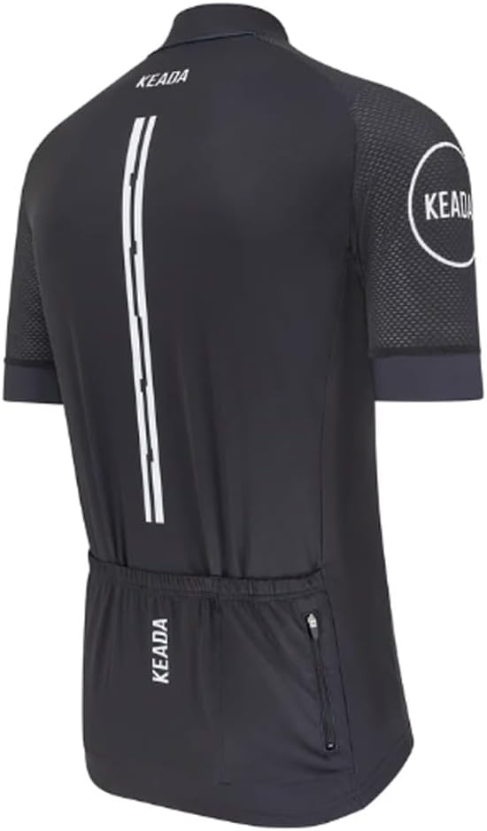 Keada Sports Men's Essential Short Sleeved Cycling Jersey - Black - Large