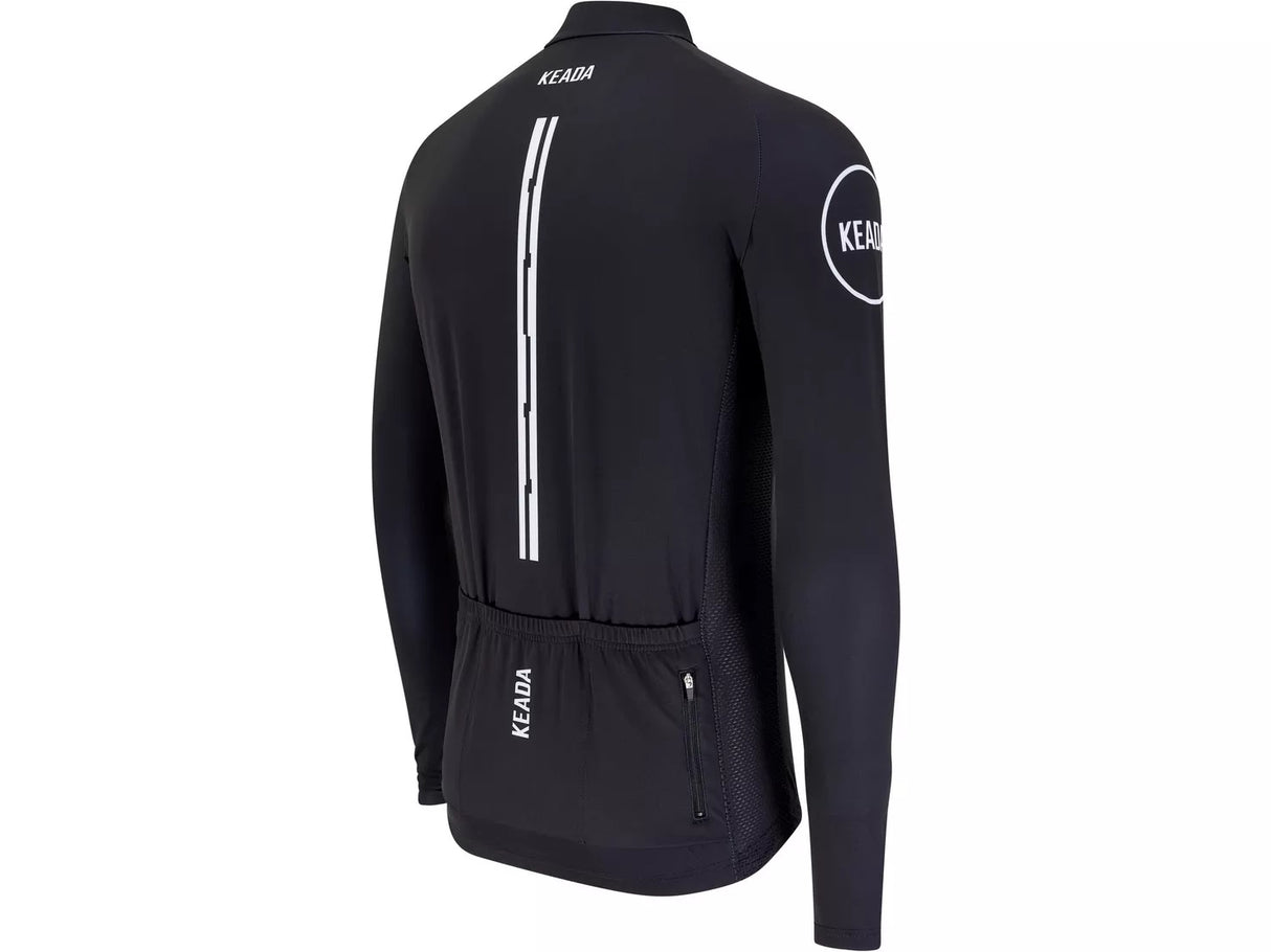 Keada Sports Men's Essential Long Sleeved Black Cycling Jersey - Medium - Kazoop 