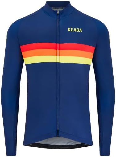 Keada Sports Men's Sunrise Long Sleeve Quick Dry Cycling Jersey - Blue - XXL