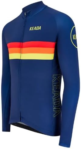 Keada Sports Men's Sunrise Long Sleeve Quick Dry Cycling Jersey - Blue - XXL