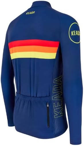 Keada Sports Men's Sunrise Long Sleeve Quick Dry Cycling Jersey - Blue - XXL