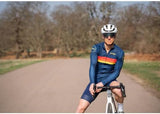 Keada Sports Men's Sunrise Long Sleeve Quick Dry Cycling Jersey - Blue - XXL