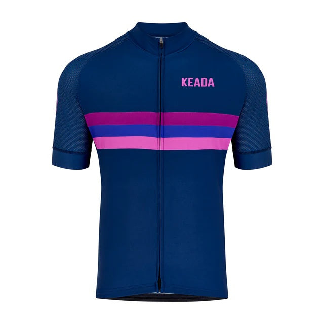 Keada Sunset Men's Short Sleeve Quick Dry Cycling Jersey - Purple - XL