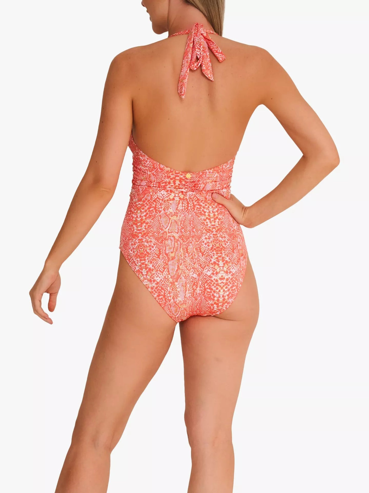 NAIA Beach Goldie Halter Neck One Piece Swimsuit - Sunkissed Coral - UK 14