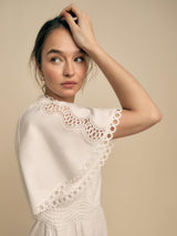 Florere Womens Lace Trim Regular Fit Cotton Midi Dress - White - Size 14