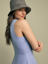 Florere Seam Detail Womens Regular Fit Sleeveless Midi Dress 8 - Light Blue