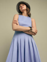 Florere Seam Detail Womens Regular Fit Sleeveless Midi Dress 8 - Light Blue