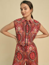 Florere Womens Paisley Print Viscose Wide Leg Trousers Multicolour - Size 16