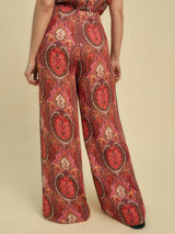 Florere Womens Paisley Print Viscose Wide Leg Trousers Multicolour - Size 16