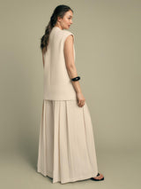 Florere Womens Double Breasted V-Neck Longline Waistcoat Cream - Size 14