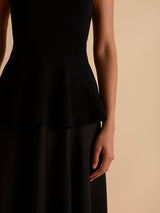 Florere Womens Regular Fit Knitted Halterneck Satin Skirt Dress 10 - Black