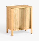 John Lewis Slatted Bamboo Cotton Lining Bathroom Laundry Bin - Natural
