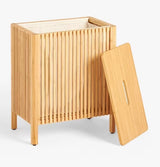 John Lewis Slatted Bamboo Cotton Lining Bathroom Laundry Bin - Natural