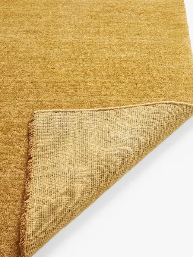 John Lewis Plain New Zealand Wool Rectangular Rug L180 x W120cm - Mustard