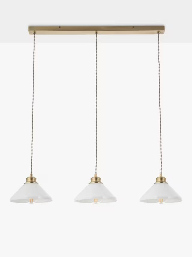 John Lewis Tula 3 Arm Over Diner Bar Ceiling Light - Matt Antique Brass
