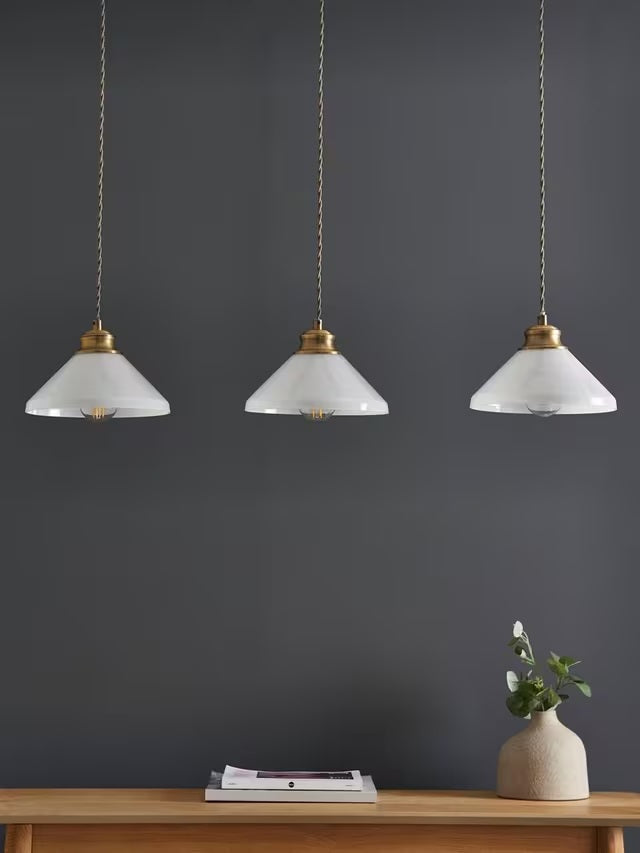 John Lewis Tula 3 Arm Over Diner Bar Ceiling Light - Matt Antique Brass
