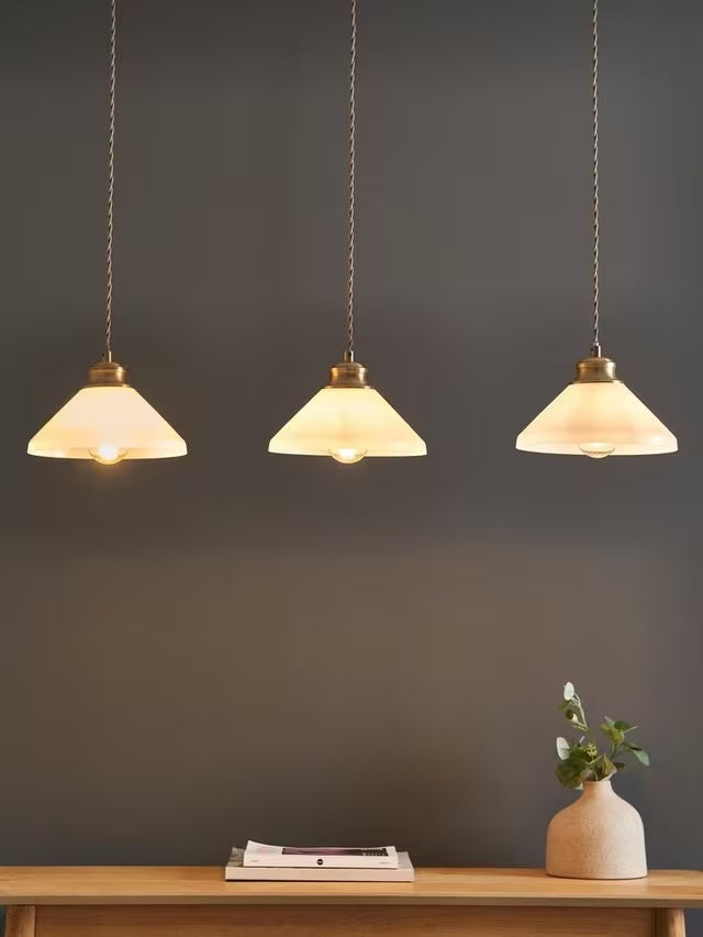 John Lewis Tula 3 Arm Over Diner Bar Ceiling Light - Matt Antique Brass