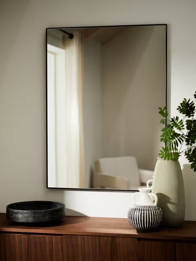 John Lewis Scandi Metal Decorative Rectangular Mirror 102 x 76cm - Black
