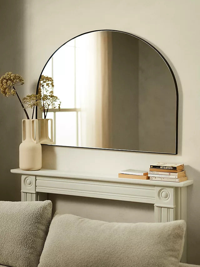 John Lewis Scandi Decorative Metal Overmantle Mirror 76 x 102cm - Black - Kazoop 