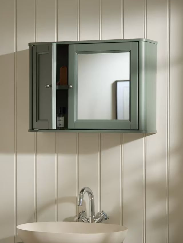 John Lewis Portsman Wall Mounted Double Mirrored Bathroom Cabinet - Green