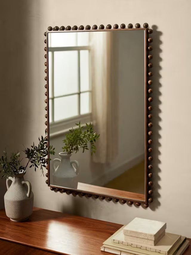 John Lewis Bobbin Rectangular Wood Frame Wall Mirror 85 x 60cm - Natural