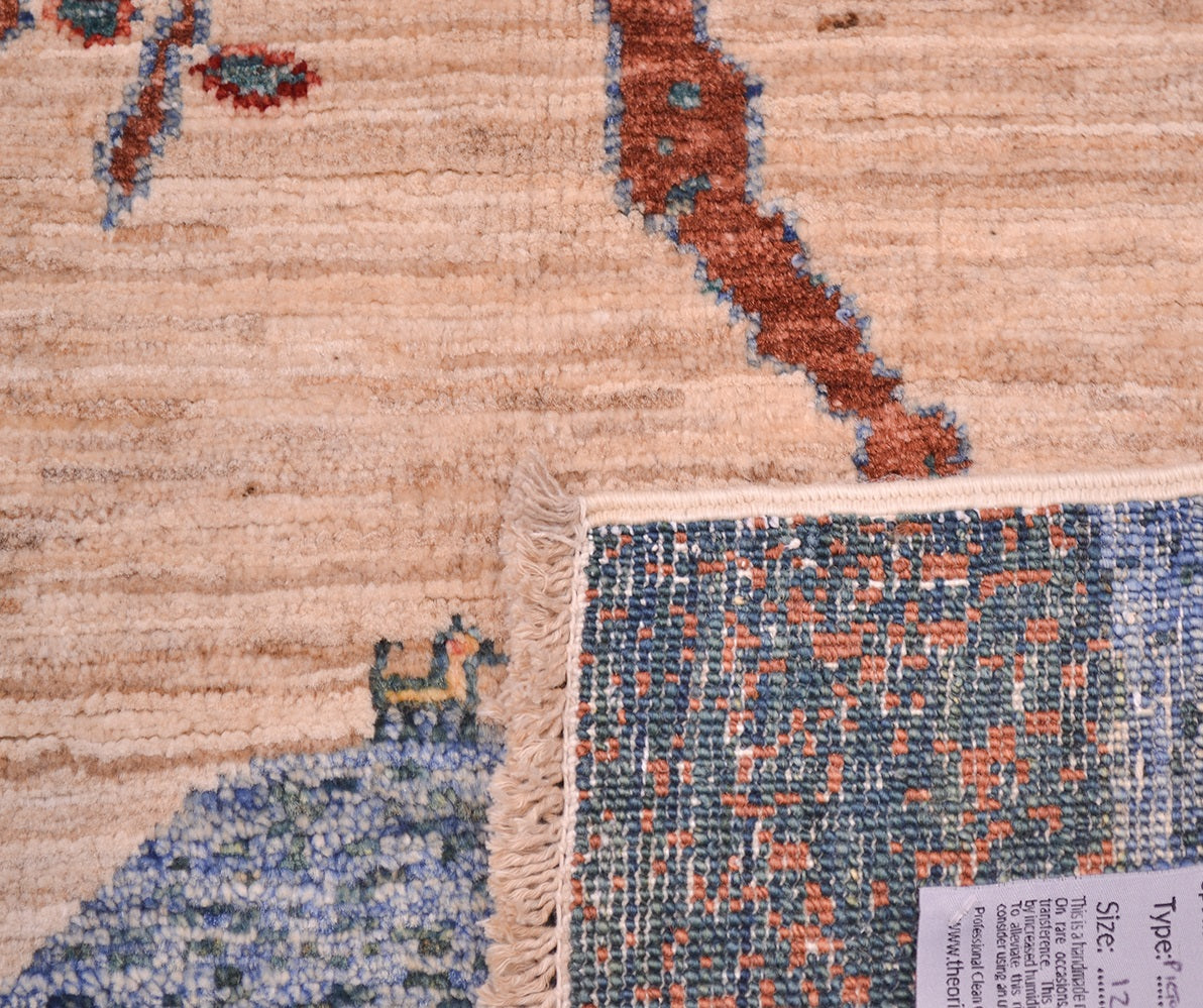 Gooch Oriental Pictorial Hand-knotted Wool Rug X-Small 118 x 84cm - Natural - Kazoop 
